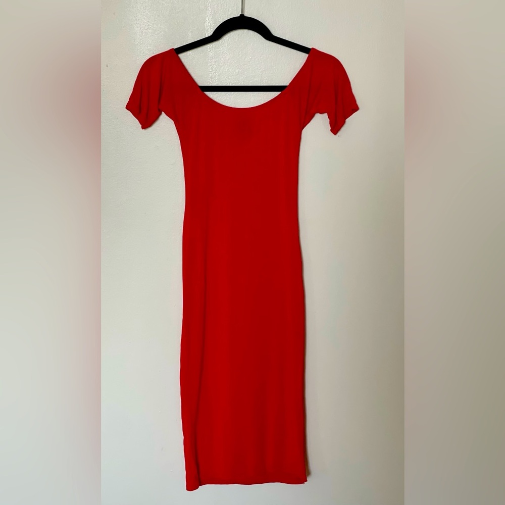 Daisy Street Co UK Cap Sleep Red Stretch Dress - XS